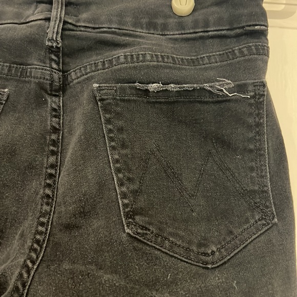 Distressed Charcoal Mother Jeans - Picture 4 of 6